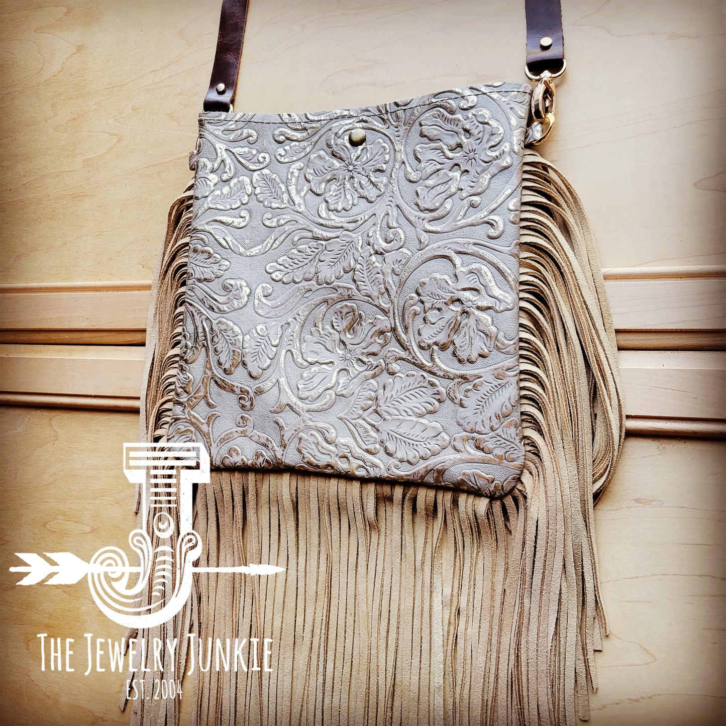 MEDIUM Crossbody Handbag w/ Gilded Cowboy Leather Full Fringe 510w