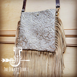 MEDIUM Crossbody Handbag w/ Gilded Cowboy Leather Full Fringe 510w