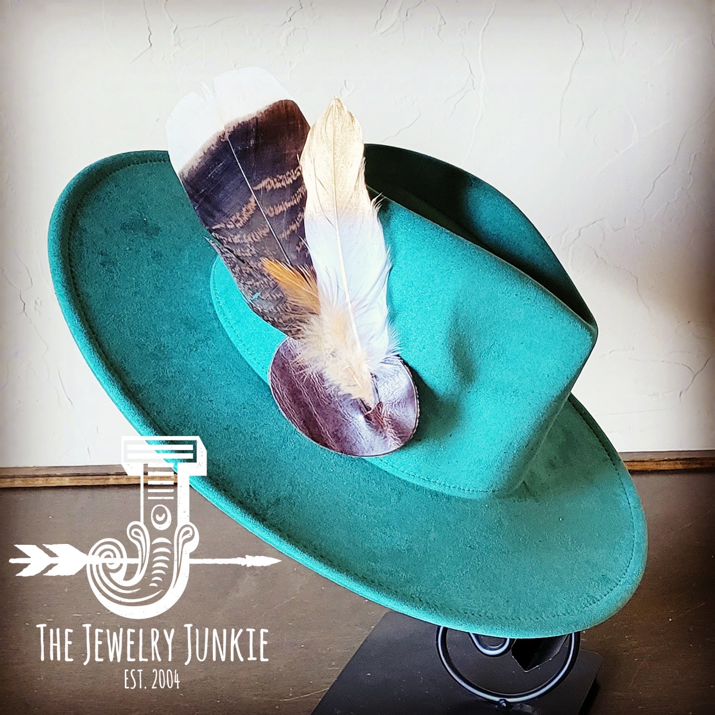 Boho Western Hat w/ Feather Tie Hat Band-Sage 982o