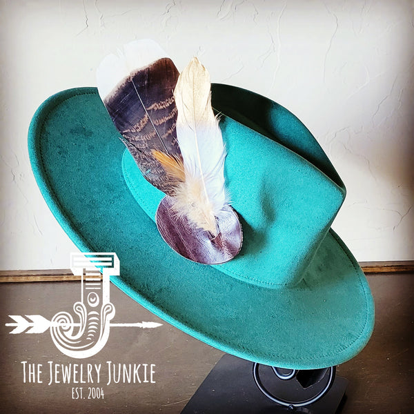 Boho Western Hat w/ Feather Tie Hat Band-Sage 982o