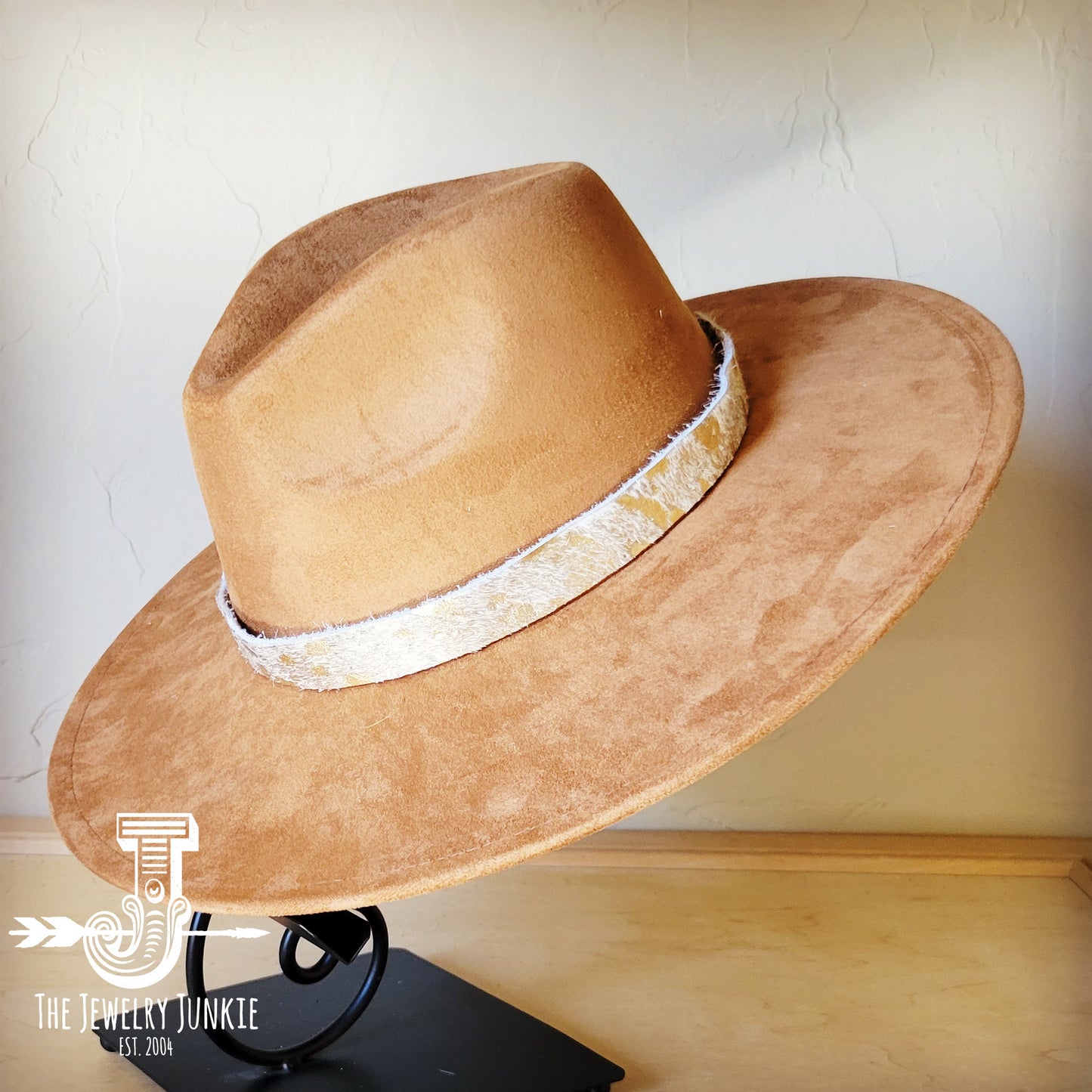 Boho Western hat with genuine leather hat band feathers and turquoise