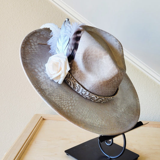 CUSTOM Hand-Painted Bridal Cowgirl Western Boho Hat A67