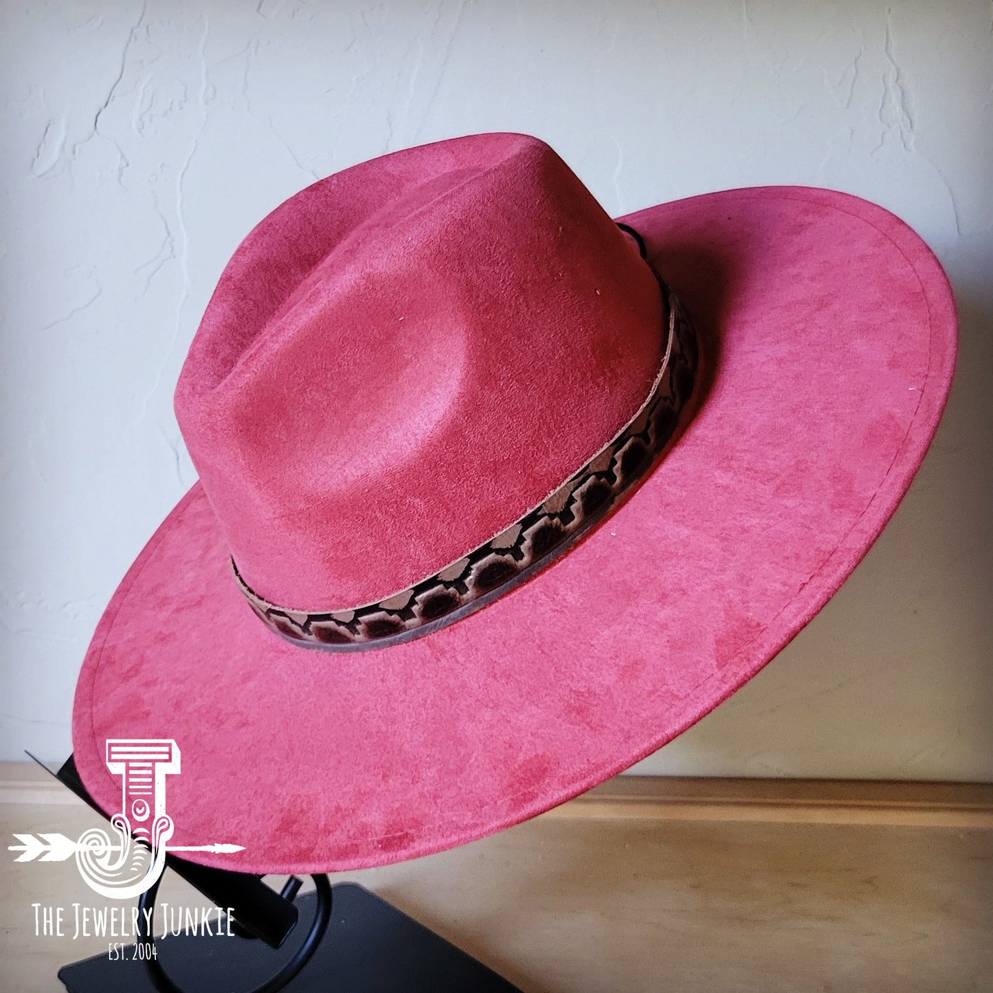 Boho Western hat with genuine leather hat band feathers and turquoise