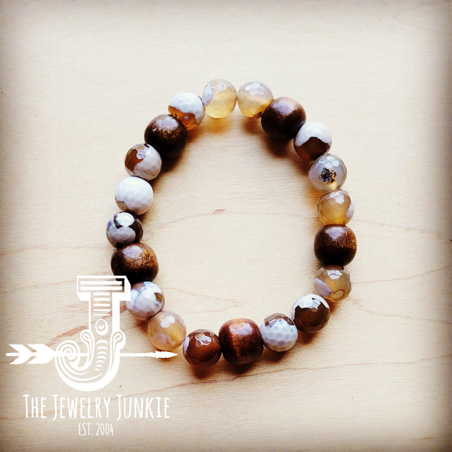 *Genuine Faceted Agate Stretch Bracelet 807o
