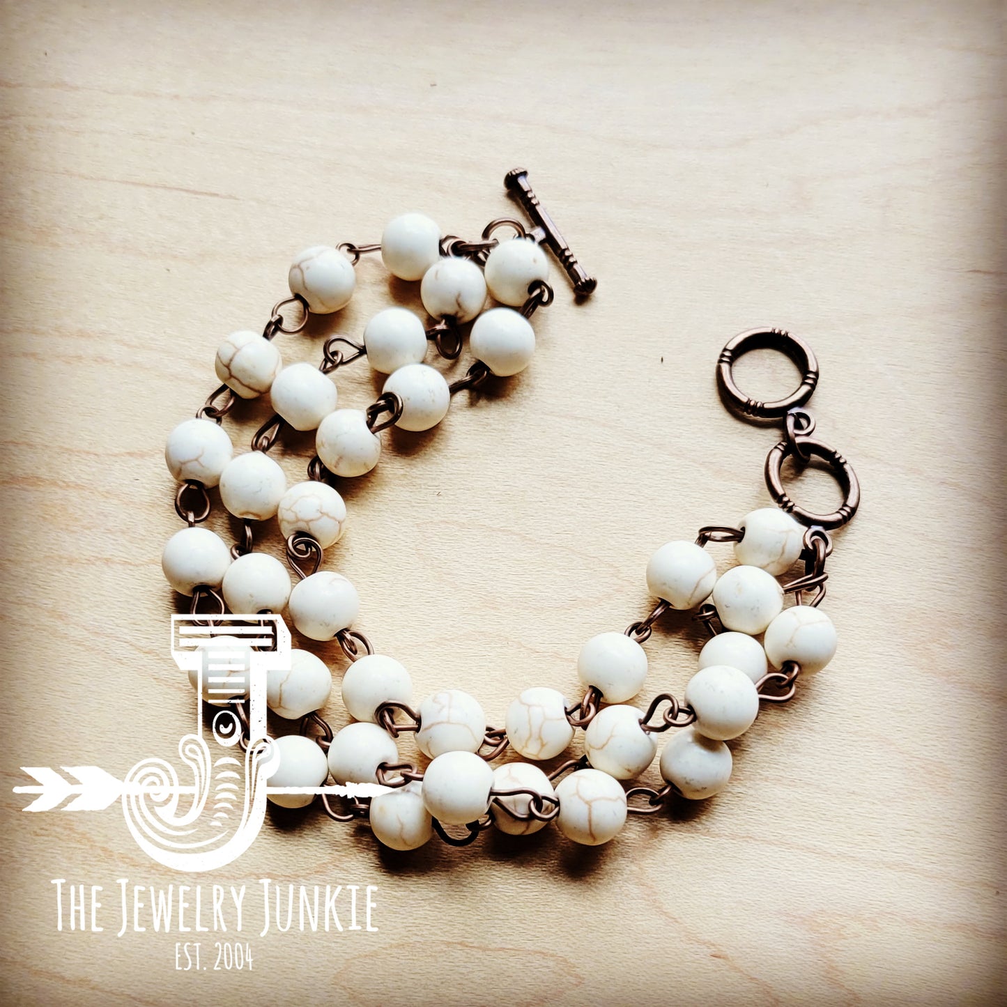 White Turquoise Triple Strand Bracelet