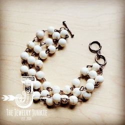 White Turquoise Triple Strand Bracelet