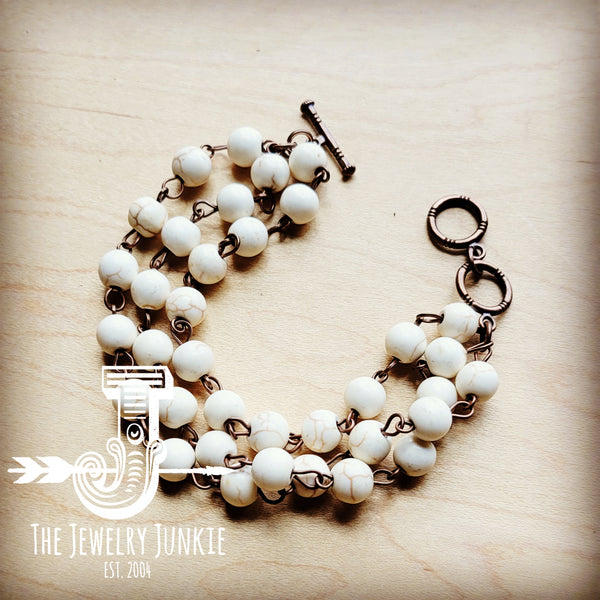 White Turquoise Triple Strand Bracelet