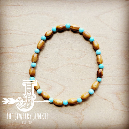 *Bracelet Bar- Wood and Amazonite Stretch Bracelet 807k