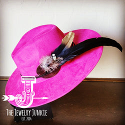 Boho Western Hat w/ Choice of Feather Hat Band-Magenta 982e