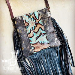 Small Crossbody Handbag w/ Turquoise Laredo Full Fringe 513y