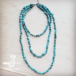 Genuine Blue Turquoise Triple Strand Necklace 259h