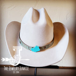 Cowgirl Western Felt Hat w/ Choice of Leather Hat Band w/ Turquoise Slab-Bone 980n