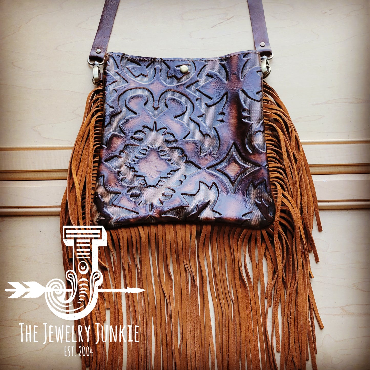 *MEDIUM Crossbody Handbag w/ Brown Laredo Leather Full Fringe 511p