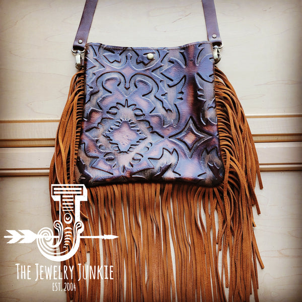 *MEDIUM Crossbody Handbag w/ Brown Laredo Leather Full Fringe 511p