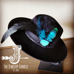 Boho Western Hat w/ Choice of Feather Hat Band-Black 982c