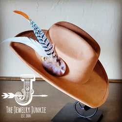 Cowgirl Western Hat w/ Feather Tie Hat Band-Tan 982x