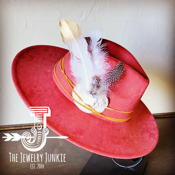 Boho Western Hat w/ Choice of Feather Hat Band-Rust 982g