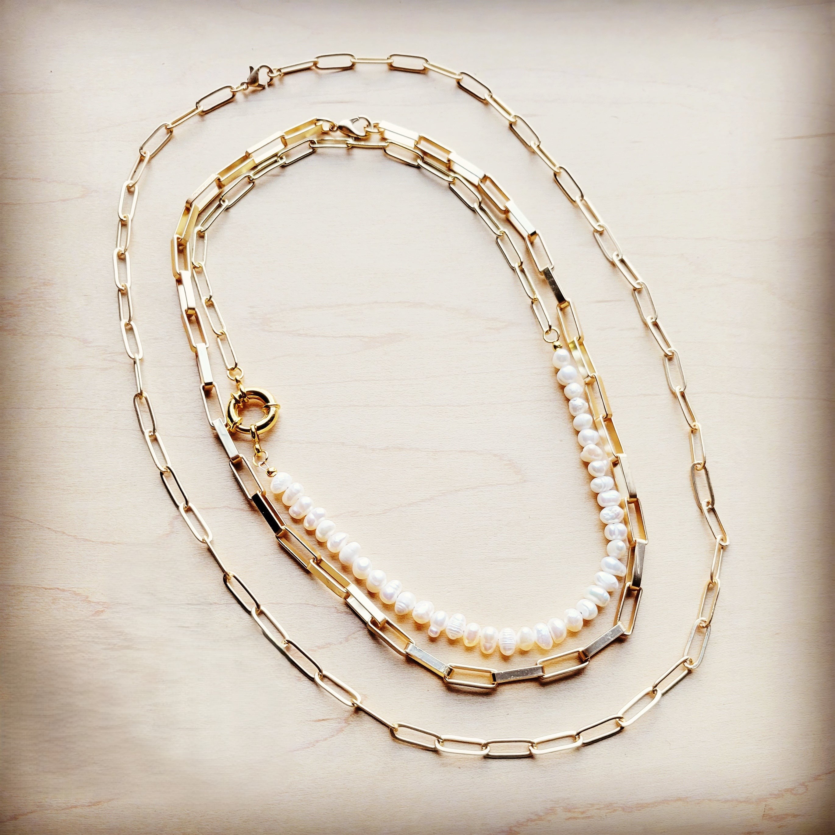 Gold Large Chain Link Layering Necklace 22