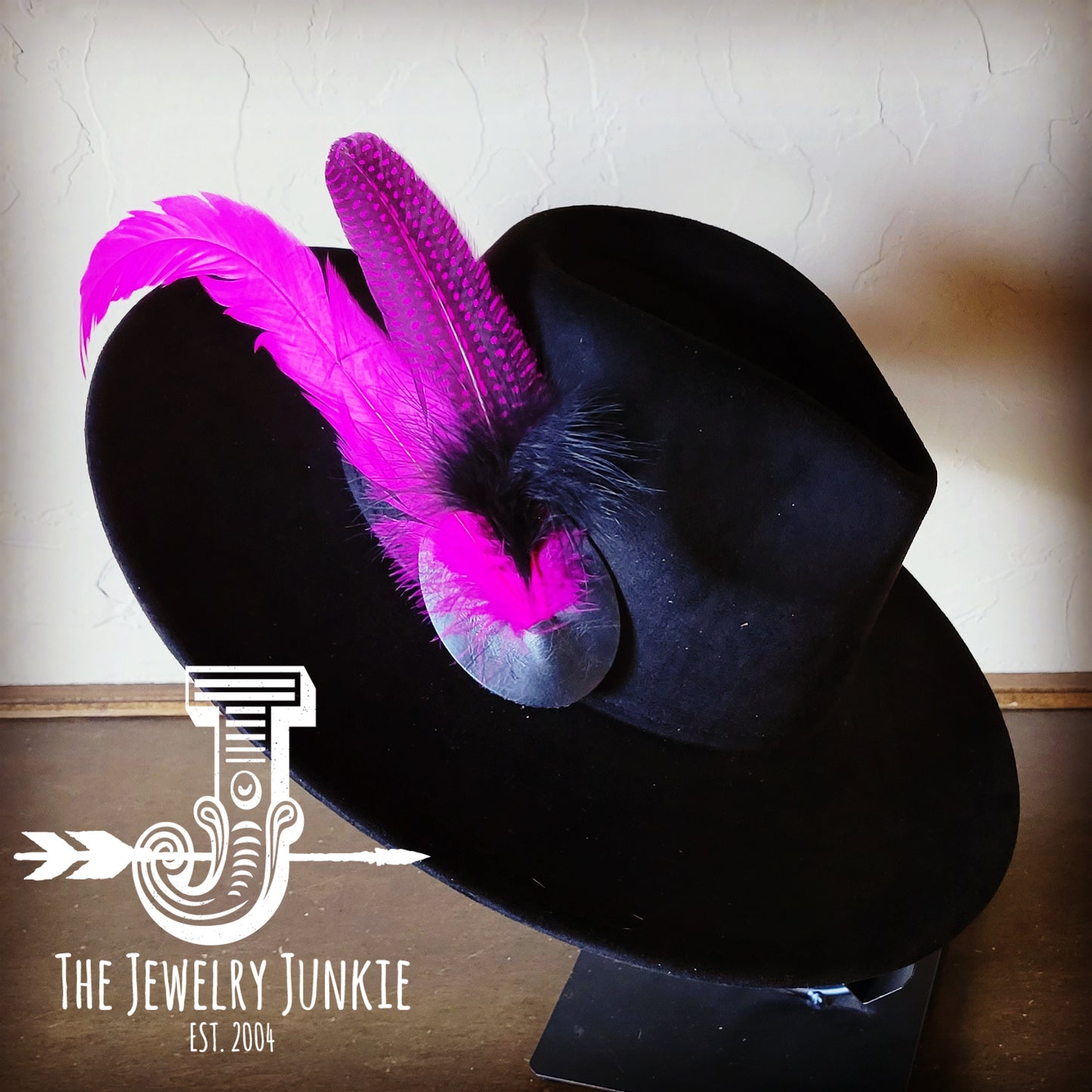 Boho Western Hat w/ Feather Tie Hat Band-Black 982p