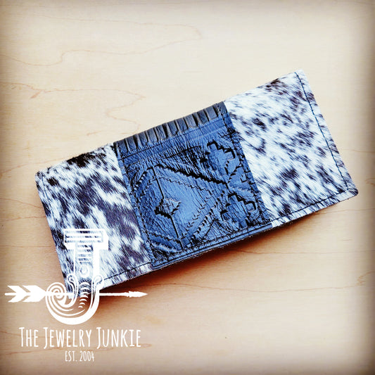 *Embossed Leather Wallet-Black Navajo 304n