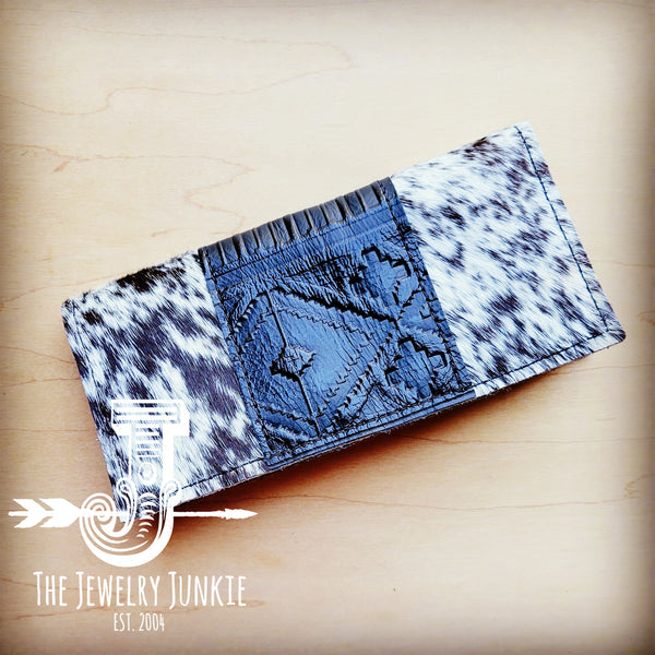 *Embossed Leather Wallet-Black Navajo 304n