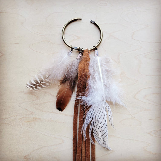 Boho Western Boot Bling Charm with Leather Fringe 500e