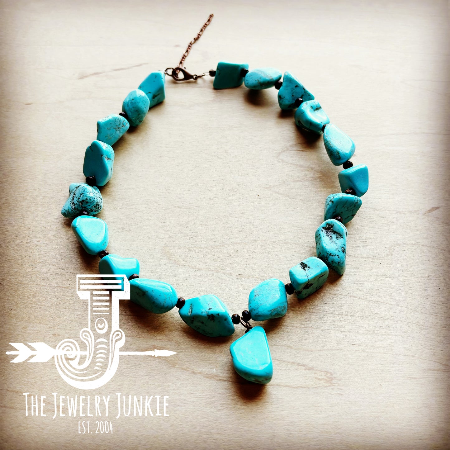 Chunky Turquoise Necklace with Free-Form Pendant 255q