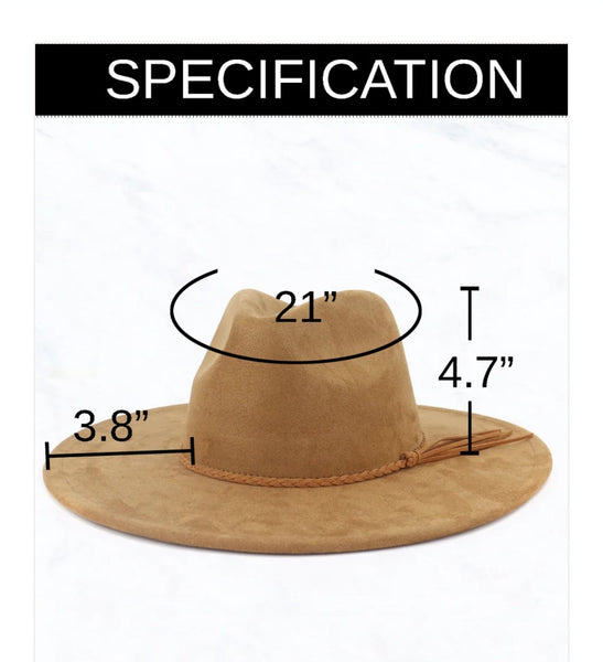 Boho Western Hat w/ Feather Tie Hat Band-Tan 982s