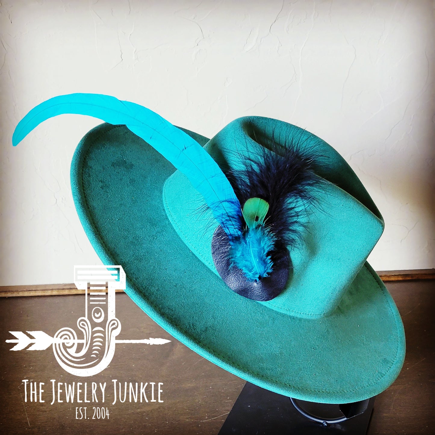 Boho Western Hat w/ Feather Tie Hat Band-Sage 982o