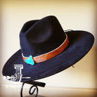 Boho Western hat with genuine leather hat band and Turquoise stone