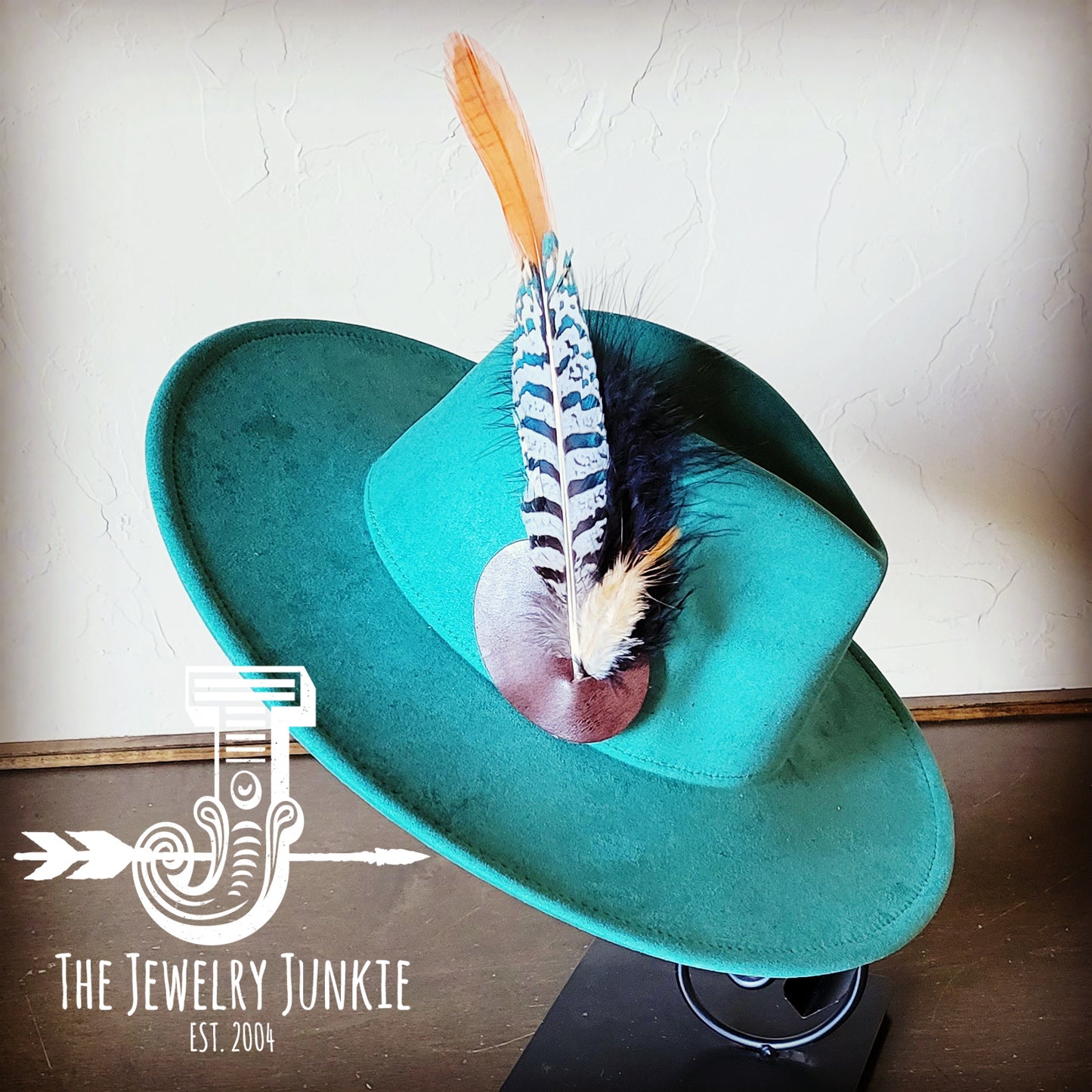 Boho Western Hat w/ Feather Tie Hat Band-Sage 982o