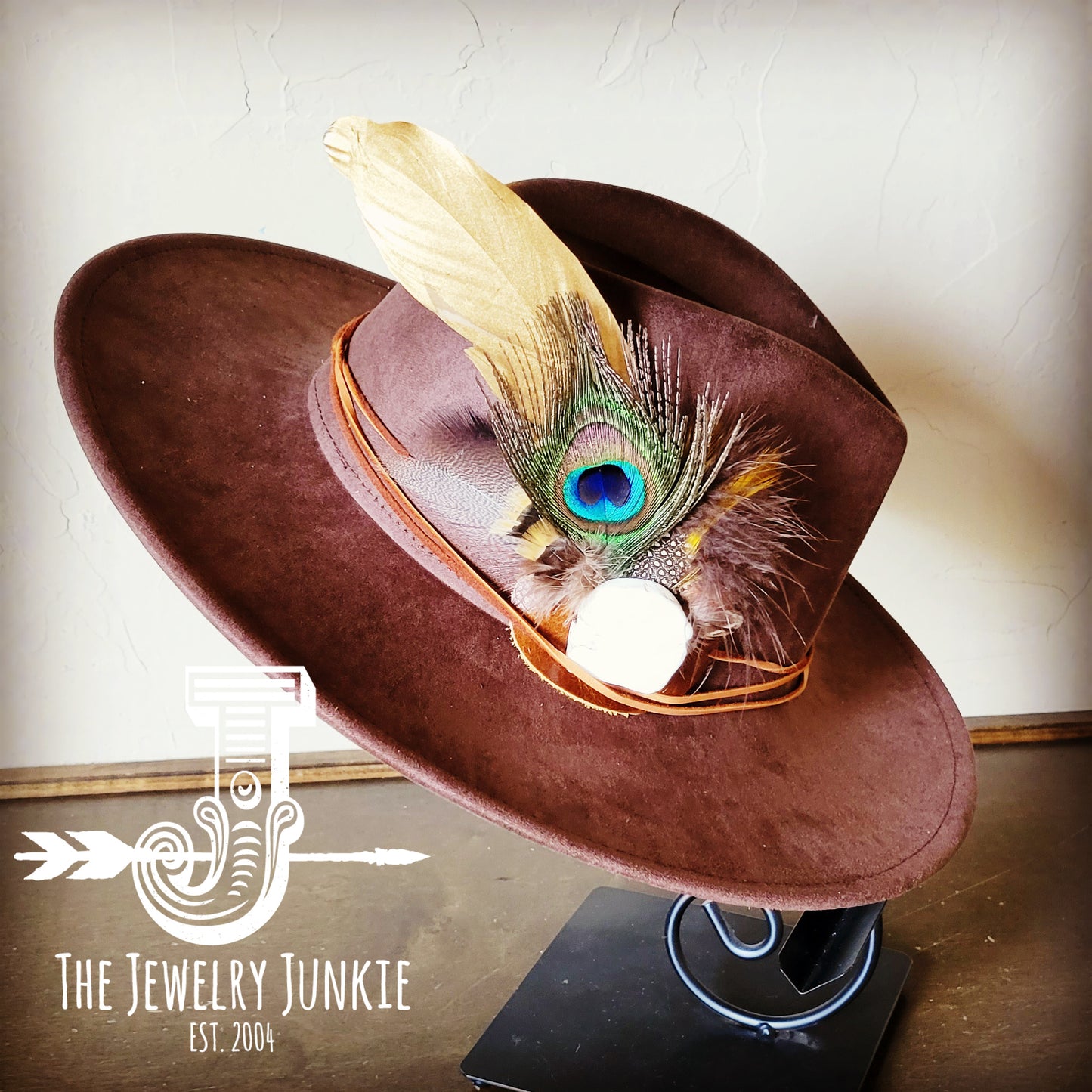 Boho Western Hat w/ Choice of Feather Hat Band-Brown 982d