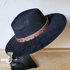 Boho Western hat with genuine leather hat band feathers and turquoise
