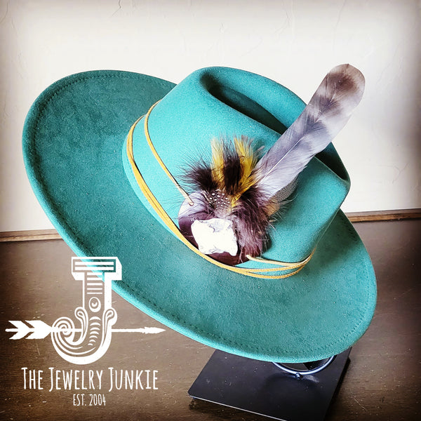 Boho Western Felt Hat w/ Choice of Turquoise Hat Accent-Sage 981h