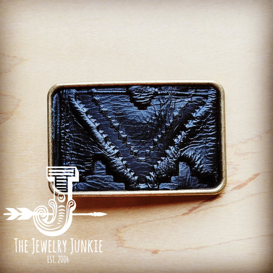 *Rectangle Black Navajo Leather Belt Buckle 905z