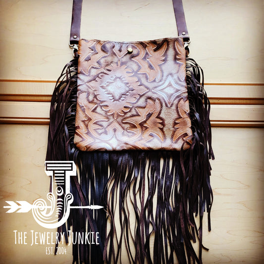 *MEDIUM Crossbody Handbag w/ Sienna Laredo Leather Full Fringe 512t