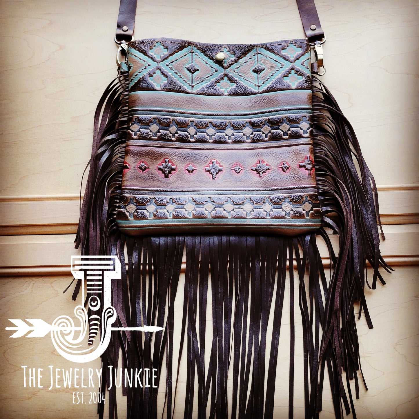 MEDIUM Crossbody Handbag w/ Santa Fe Leather Full Fringe 510z