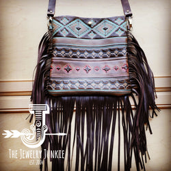 MEDIUM Crossbody Handbag w/ Santa Fe Leather Full Fringe 510z
