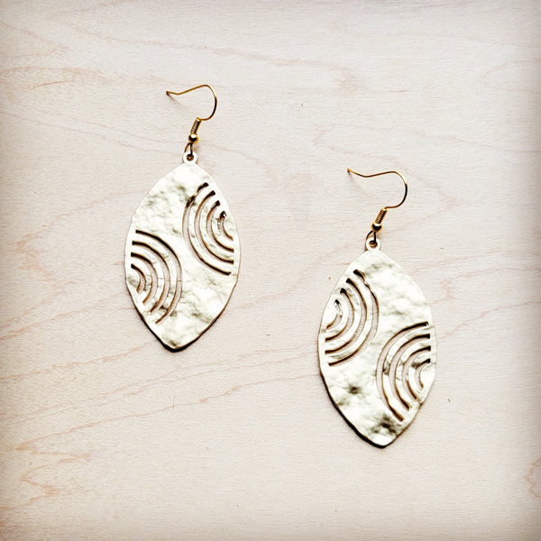 Matte Gold Oval Filigree Drop Earrings 225L