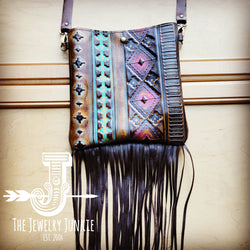 MEDIUM Crossbody Handbag w/ Magenta Navajo Leather 512L