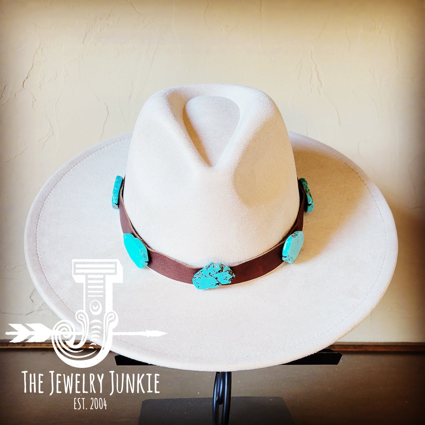 Dark Brown Leather Hat Band w/ Turquoise Slabs+Choice of Hat 981n