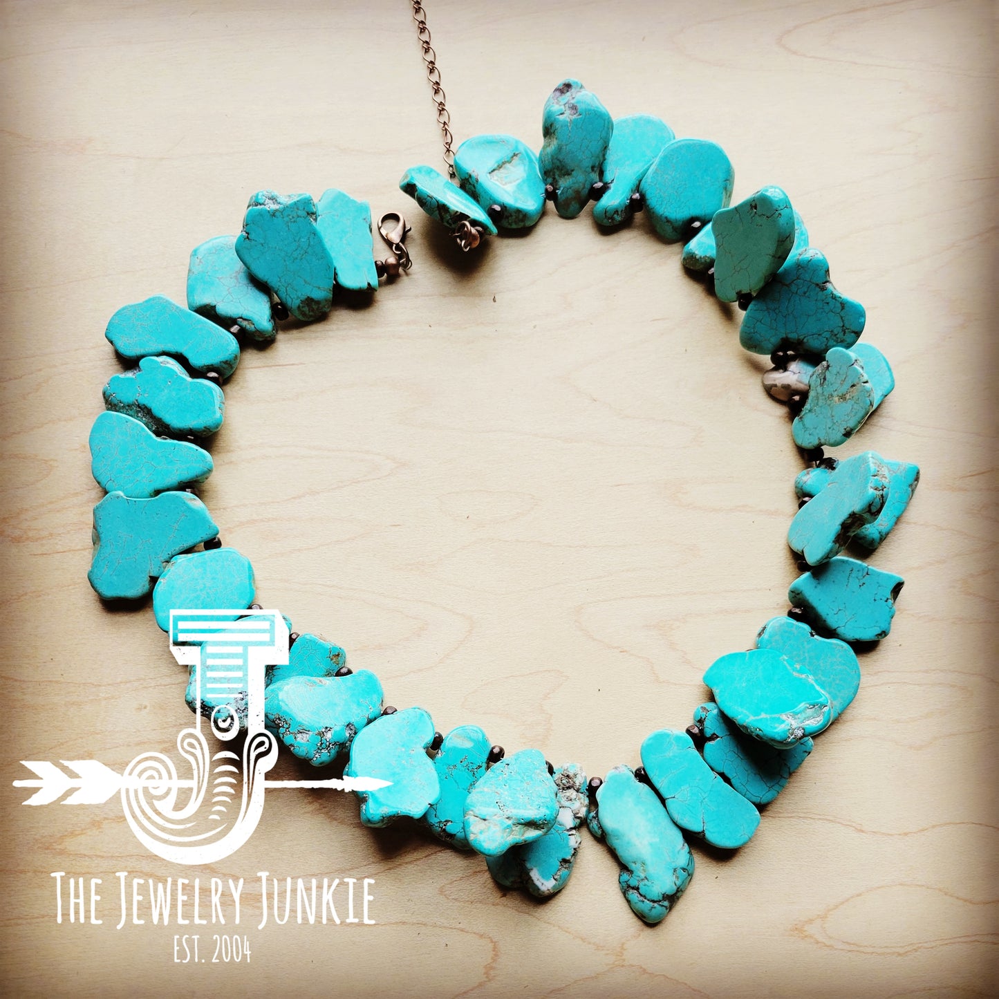 Chunky Blue Turquoise Slab Collar Necklace 256c