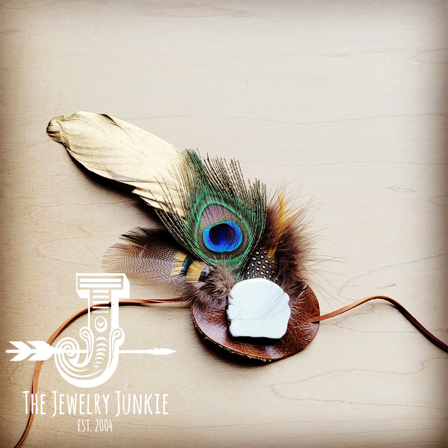Peacock/Gold Feather w/ Leather Hat Band