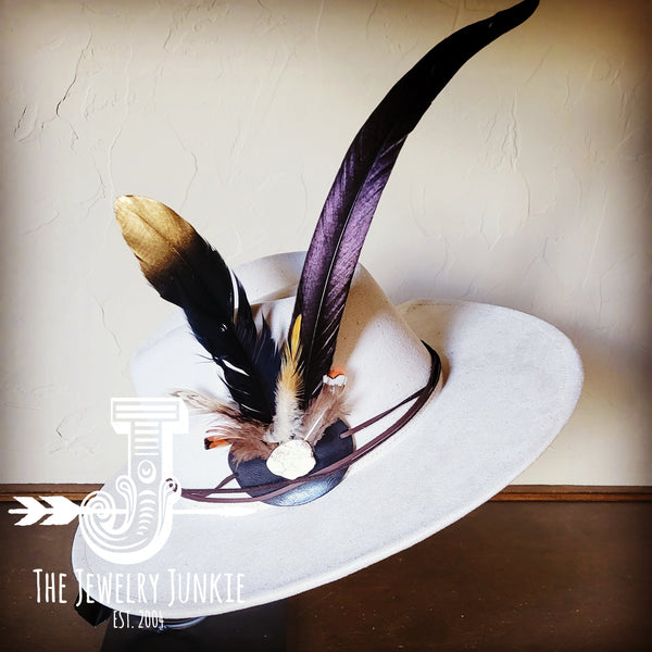 Boho Western Hat w/ Choice of Feather Hat Band-Bone 981z