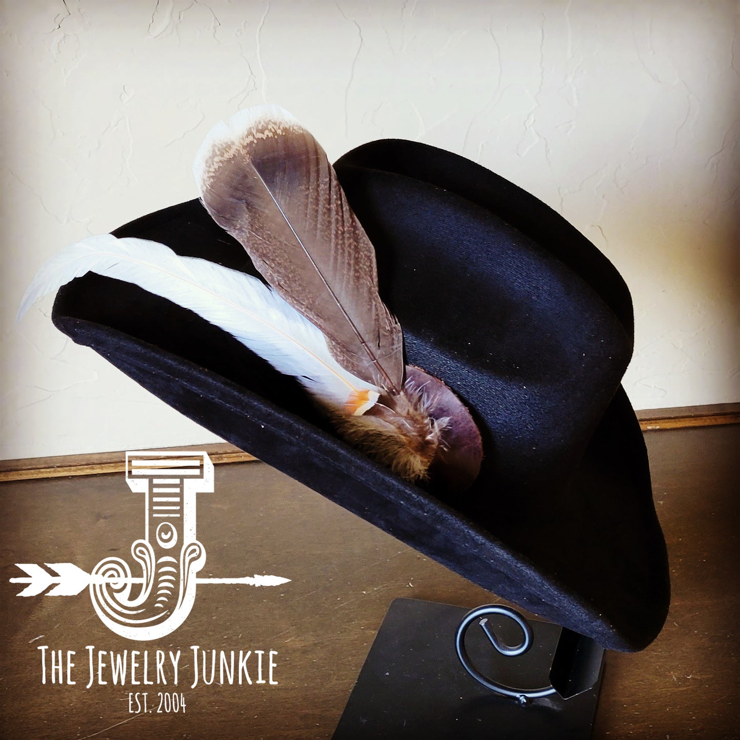 Cowgirl Western Hat w/ Feather Tie Hat Band-Black 982v