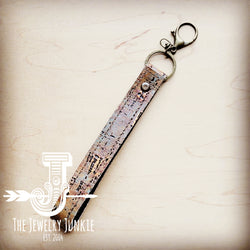 **Embossed Leather Key Chain Strap in Copper Driftwood 703bb