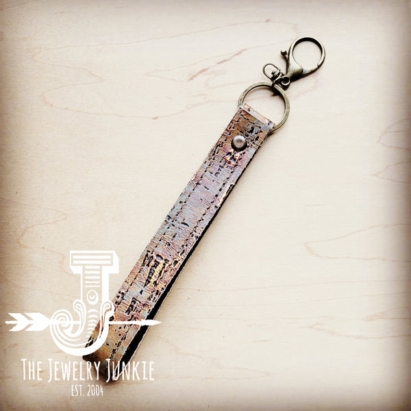 **Embossed Leather Key Chain Strap in Copper Driftwood 703bb