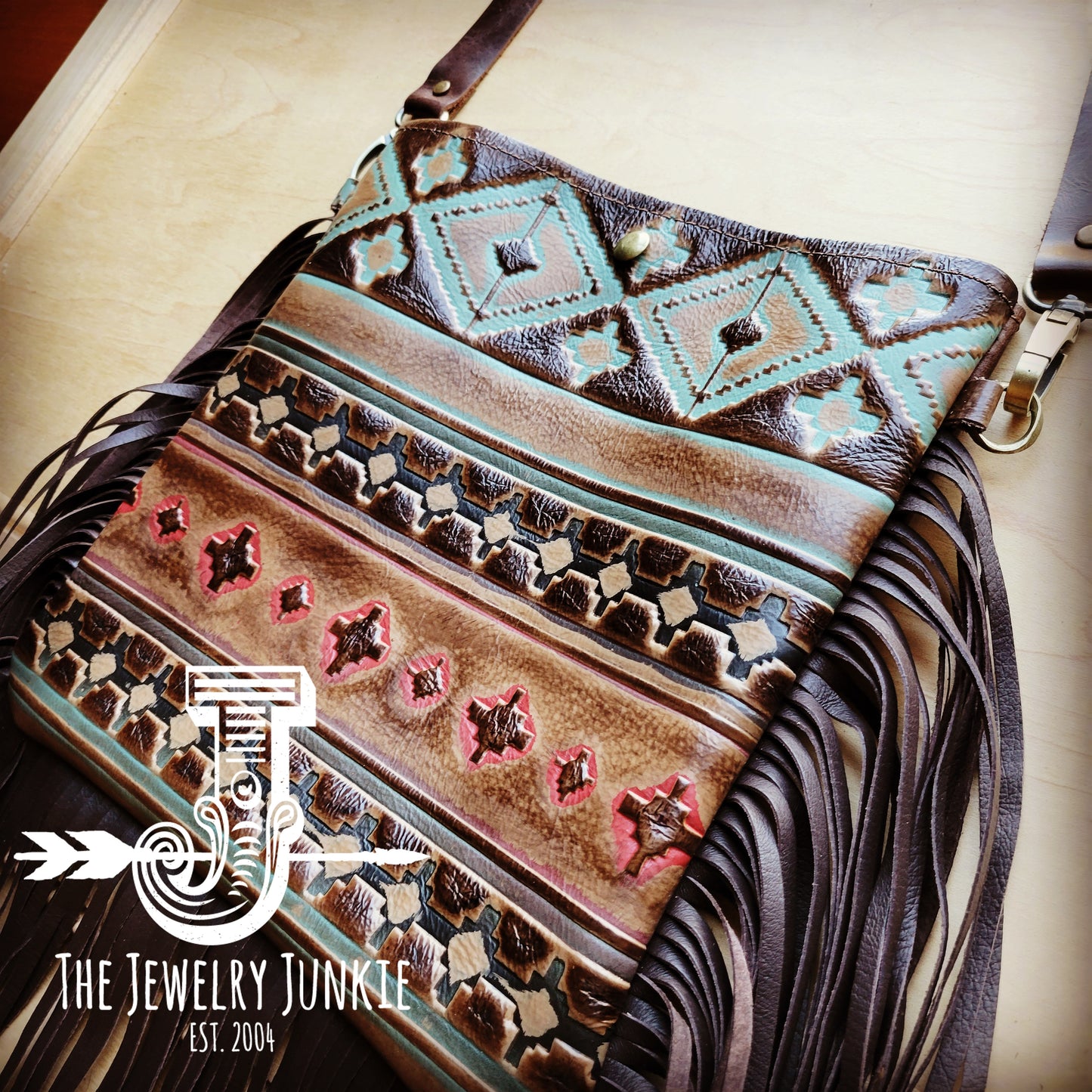 MEDIUM Crossbody Handbag w/ Santa Fe Leather Full Fringe 510z