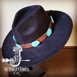 Dark Brown Leather Hat Band w/ Turquoise Slabs+Choice of Hat 981n