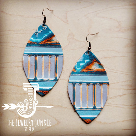 *Leather Oval Earring-Terracotta Navajo 214v